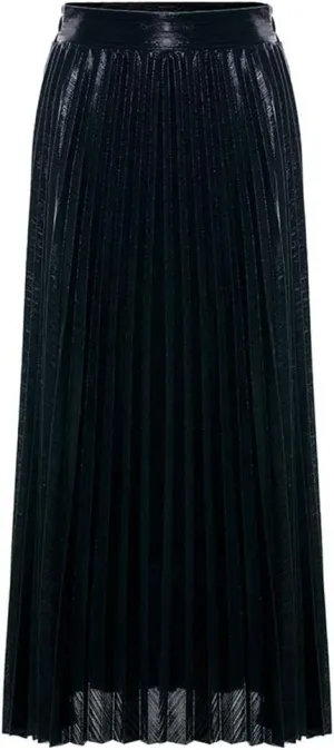 Only Faith Womens Elastic Metal Color High Waist Swing Skirt Fashion Midi Skirt
