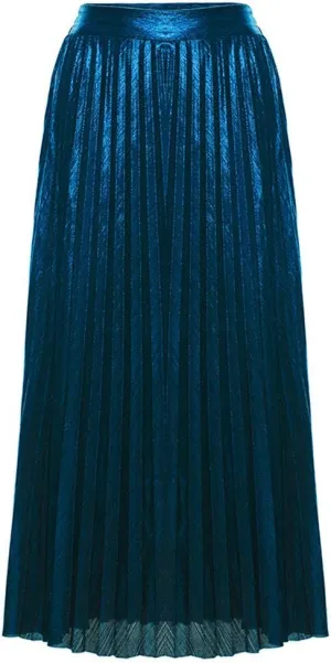 Only Faith Womens Elastic Metal Color High Waist Swing Skirt Fashion Midi Skirt