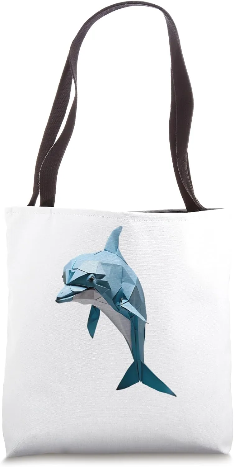 Origami Style Dolphin  Minimalist Ocean Art Tote Bag