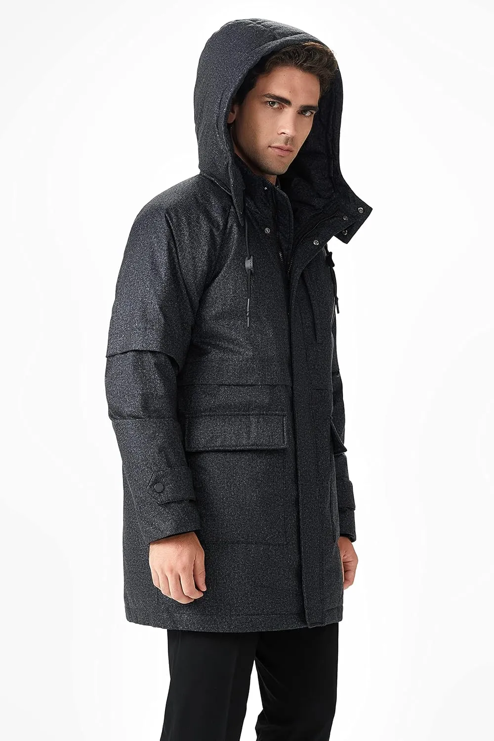 Orolay Men's Classic Hooded Puffer Parka Down Jacket Warm Winter Coat with Pockets