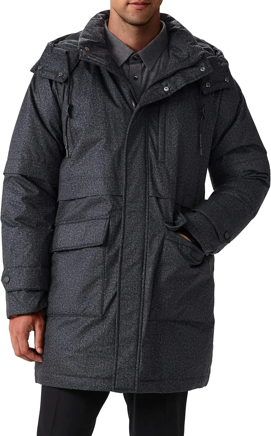 Orolay Men's Classic Hooded Puffer Parka Down Jacket Warm Winter Coat with Pockets