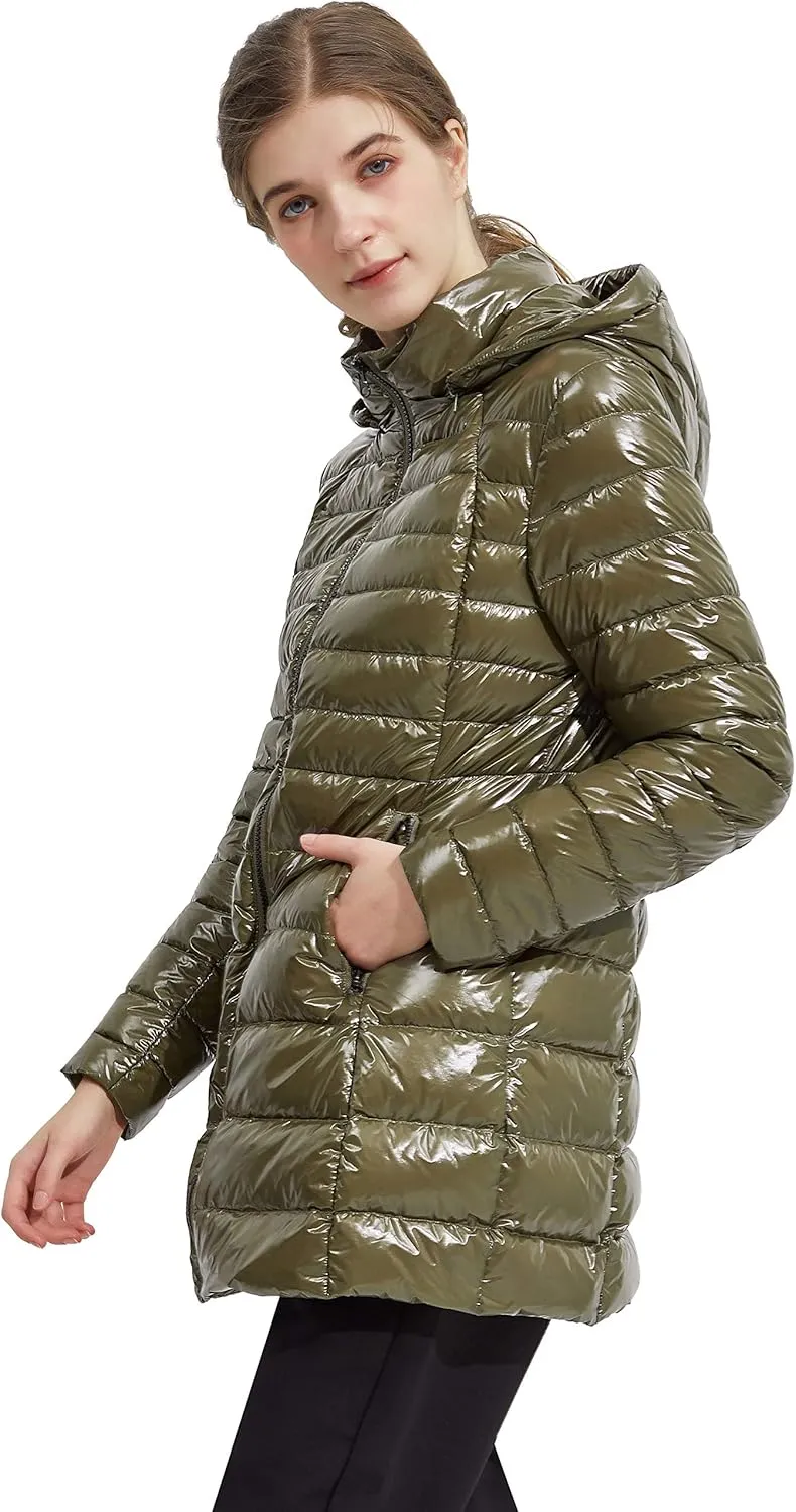 Orolay Women's Light Quilted Down Jacket Bubble Coat Packable Hooded Puffer Jacket