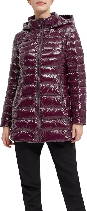 Orolay Women's Light Quilted Down Jacket Bubble Coat Packable Hooded Puffer Jacket