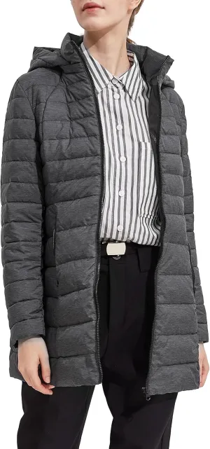 Orolay Women's Light Quilted Down Jacket Bubble Coat Packable Hooded Puffer Jacket