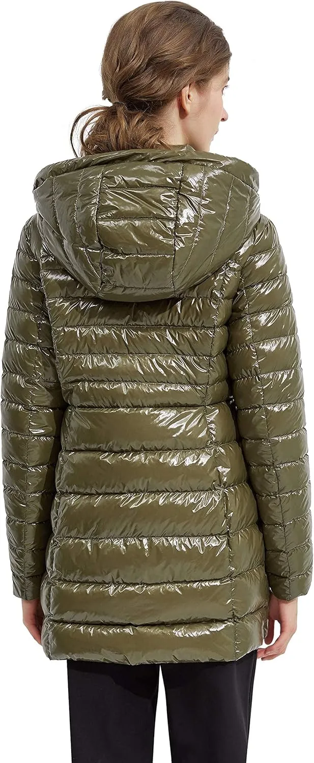 Orolay Women's Light Quilted Down Jacket Bubble Coat Packable Hooded Puffer Jacket