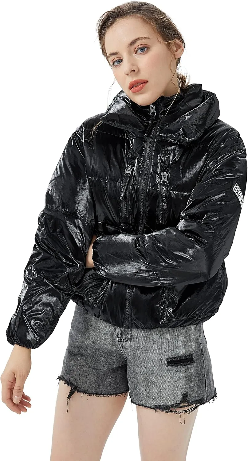 Orolay Women's Short Puffer Down Coat Stand Collar Winter Jacket with Full-Zip
