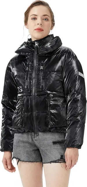 Orolay Women's Short Puffer Down Coat Stand Collar Winter Jacket with Full-Zip