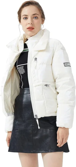 Orolay Women's Short Puffer Down Coat Stand Collar Winter Jacket with Full-Zip