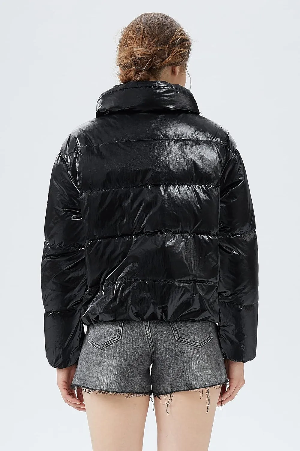 Orolay Women's Short Puffer Down Coat Stand Collar Winter Jacket with Full-Zip