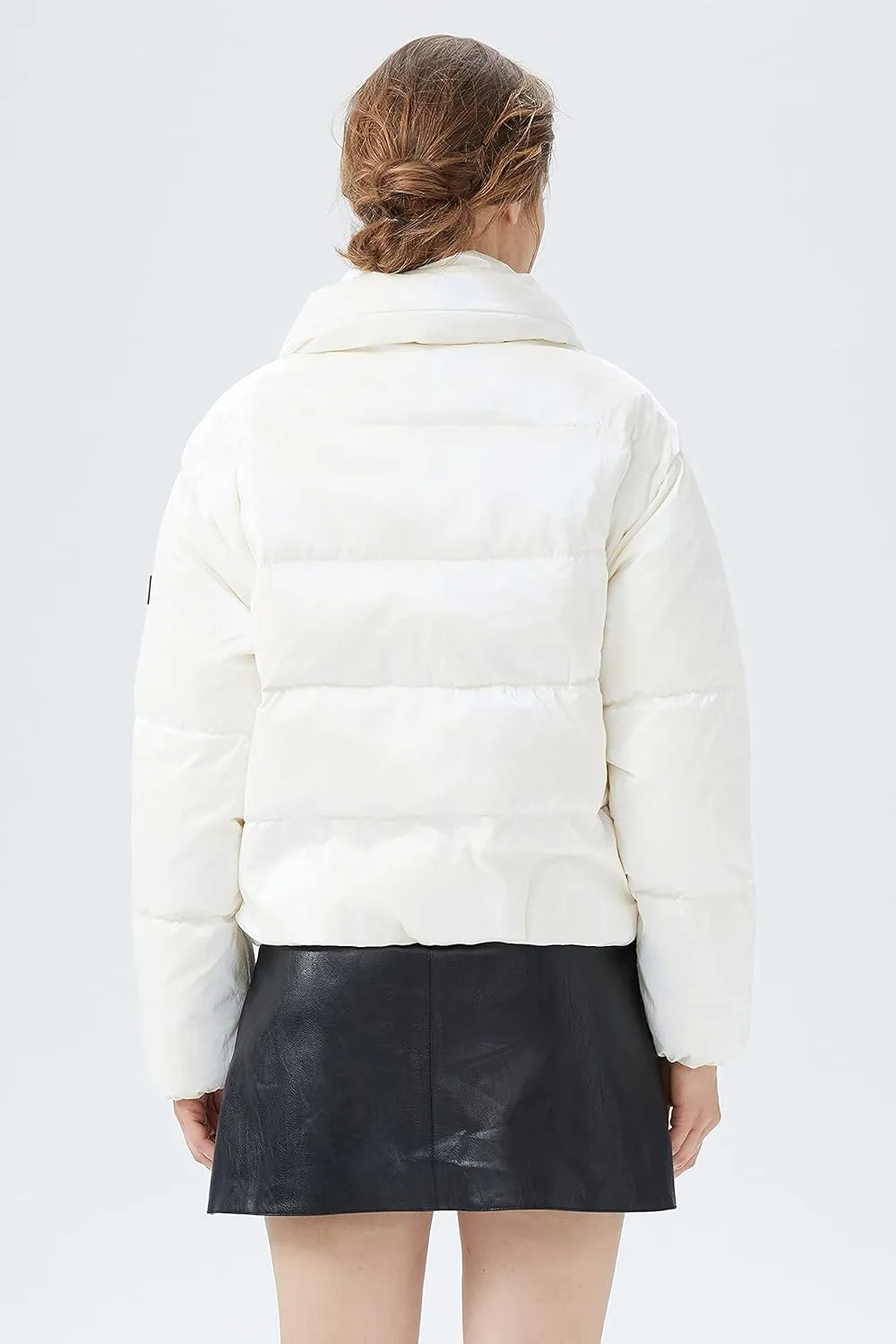 Orolay Women's Short Puffer Down Coat Stand Collar Winter Jacket with Full-Zip
