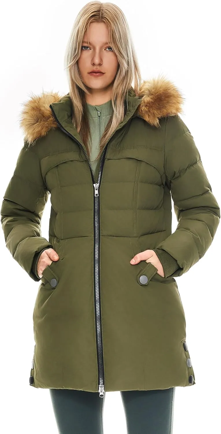 Orolay Women's Winter Down Jacket with Faux Fur Trim Hood