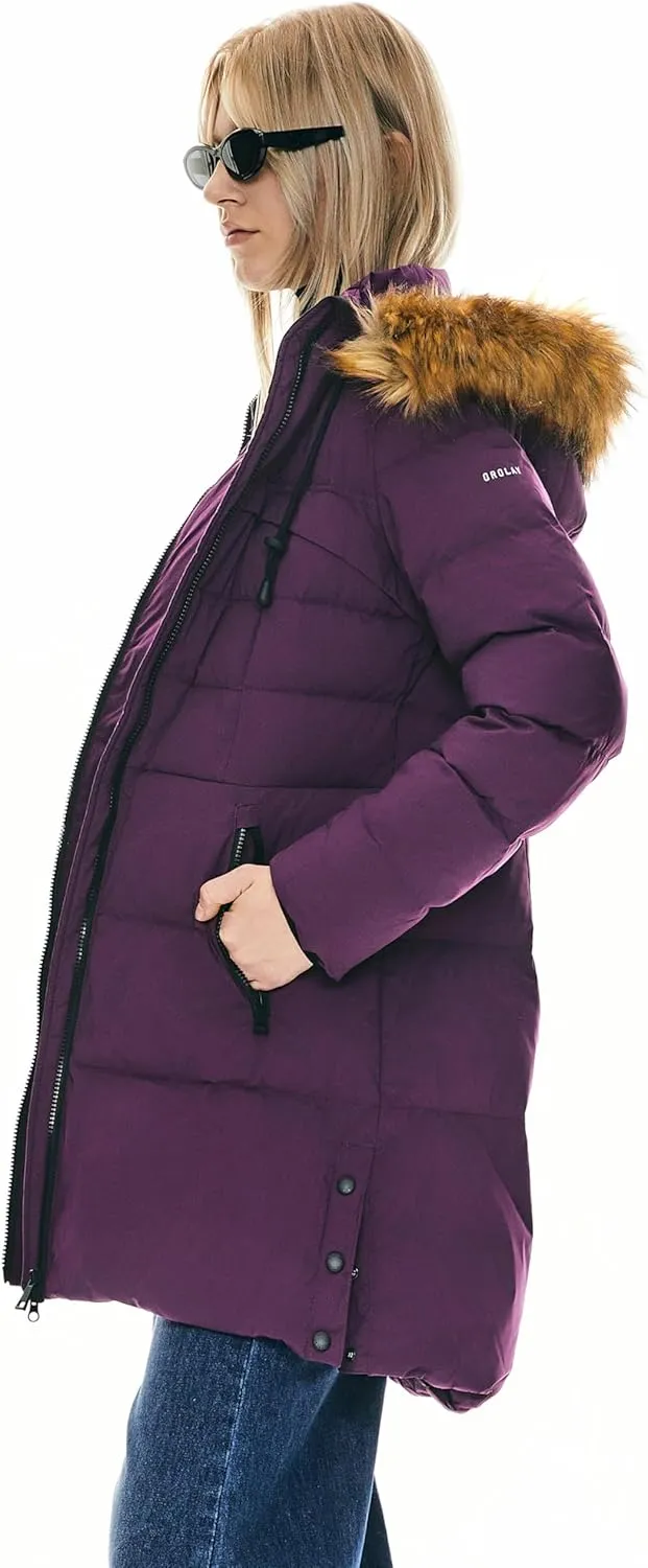 Orolay Women's Winter Down Jacket with Faux Fur Trim Hood