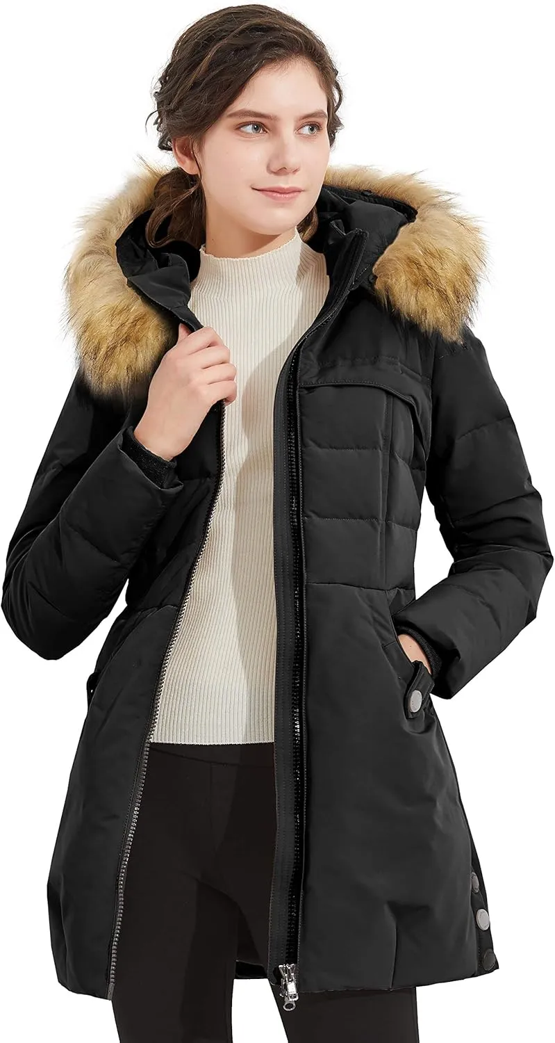 Orolay Women's Winter Down Jacket with Faux Fur Trim Hood