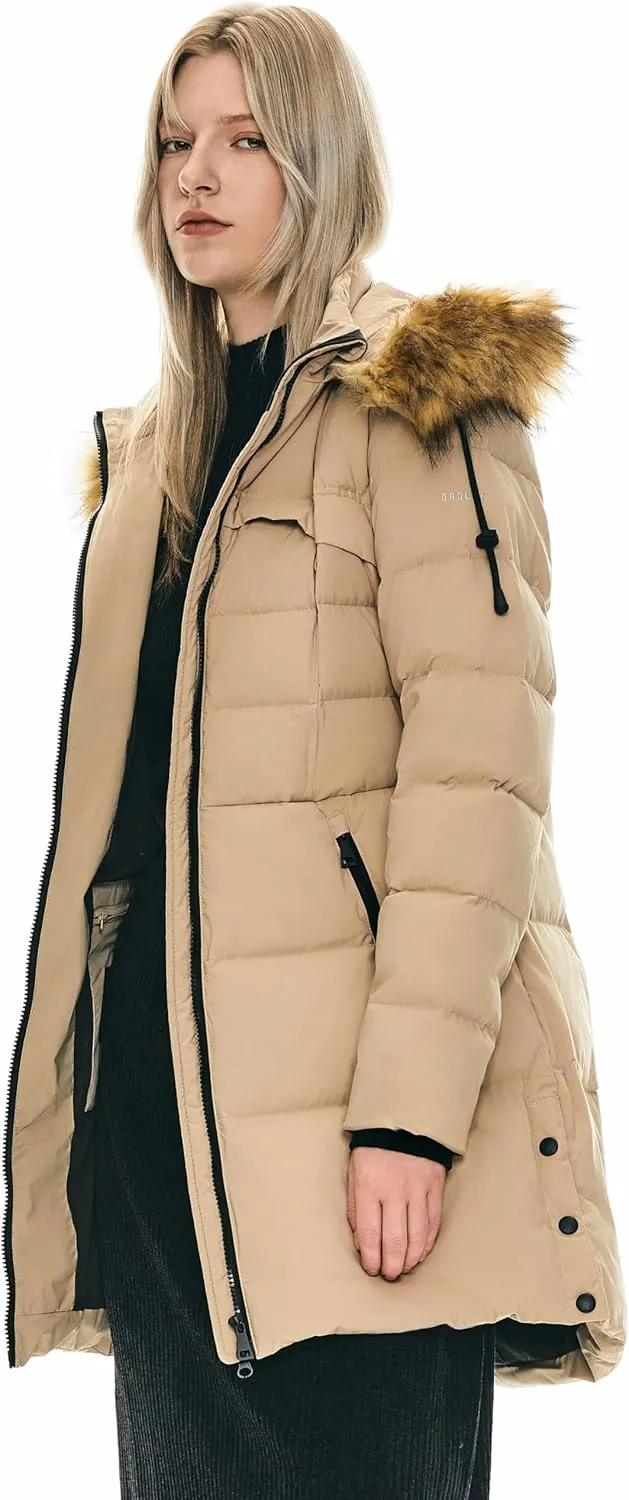 Orolay Women's Winter Down Jacket with Faux Fur Trim Hood