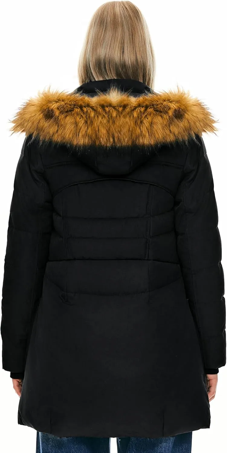 Orolay Women's Winter Down Jacket with Faux Fur Trim Hood