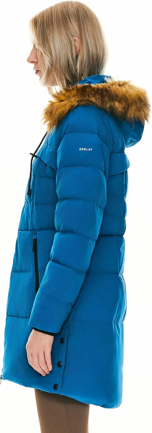 Orolay Women's Winter Down Jacket with Faux Fur Trim Hood
