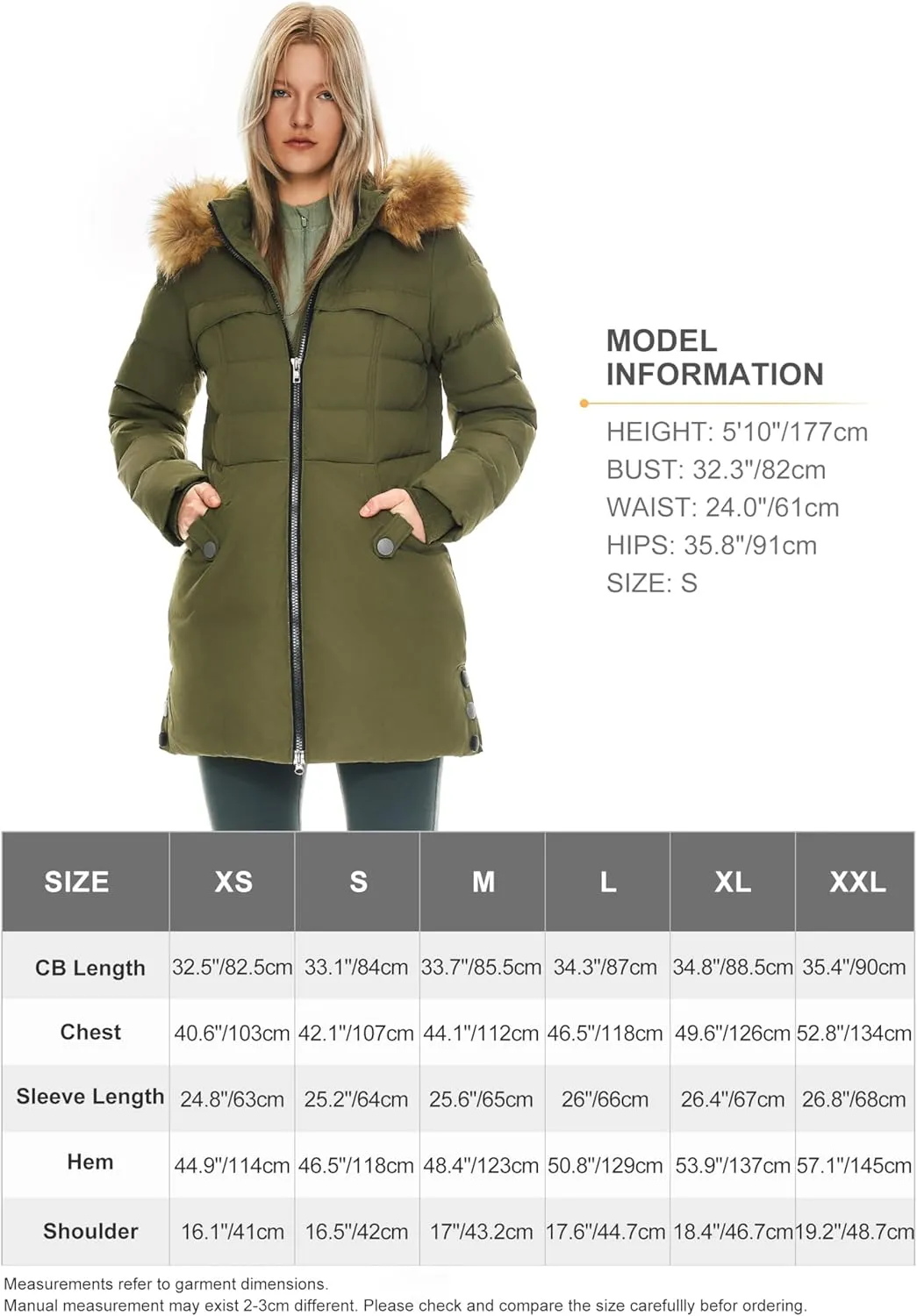 Orolay Women's Winter Down Jacket with Faux Fur Trim Hood