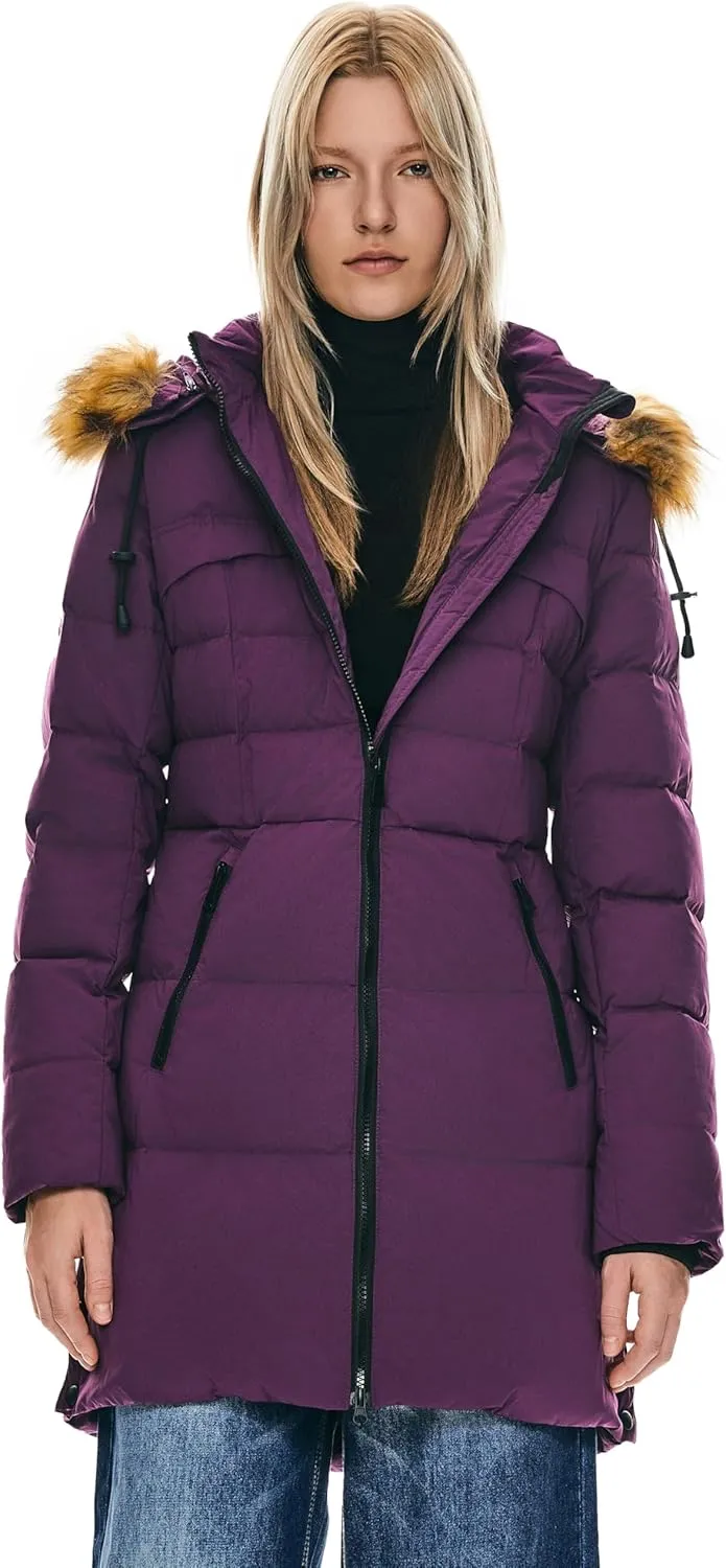 Orolay Women's Winter Down Jacket with Faux Fur Trim Hood