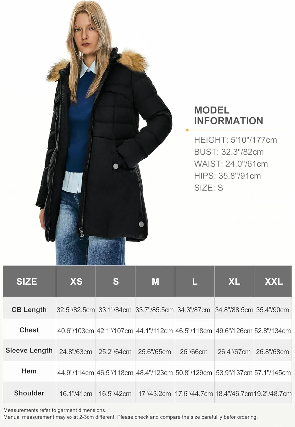 Orolay Women's Winter Down Jacket with Faux Fur Trim Hood