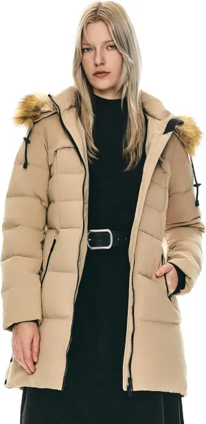 Orolay Women's Winter Down Jacket with Faux Fur Trim Hood