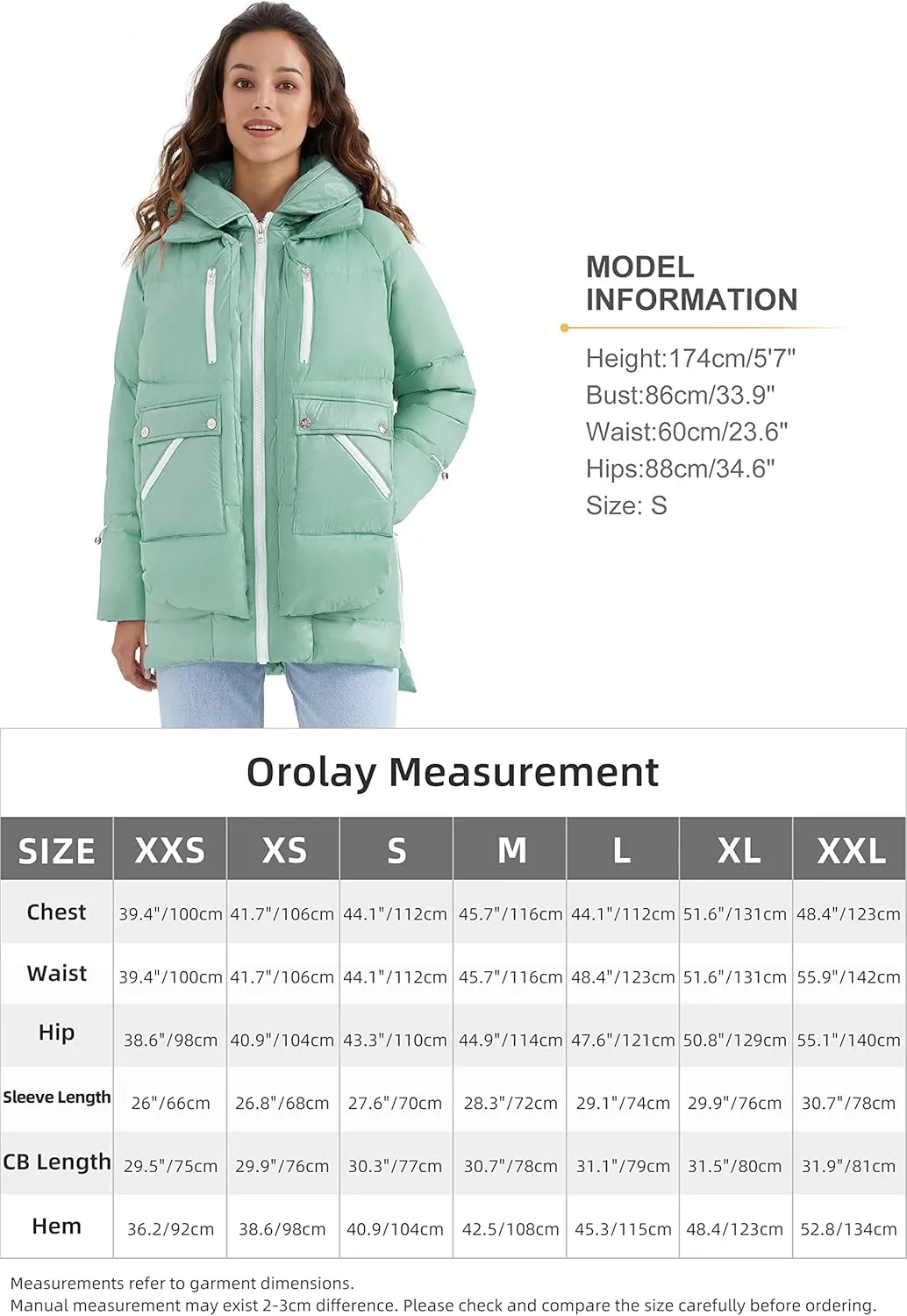 Orolay Women's Winter Thickened Down Coat Windproof Hooded Puffer Jacket with 6 Pockets