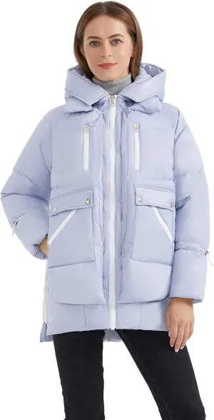 Orolay Women's Winter Thickened Down Coat Windproof Hooded Puffer Jacket with 6 Pockets