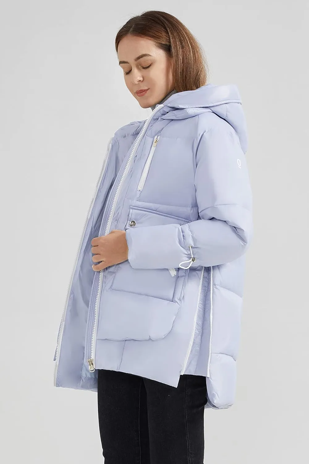 Orolay Women's Winter Thickened Down Coat Windproof Hooded Puffer Jacket with 6 Pockets