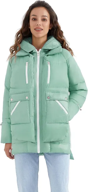 Orolay Women's Winter Thickened Down Coat Windproof Hooded Puffer Jacket with 6 Pockets