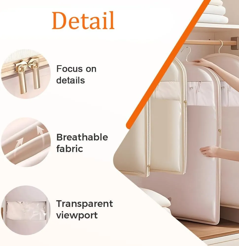 Otherwisie Garment Bag, 2025 Space Saving Hanging Garment Bag With Self Compression Zipper, Intelligenck Space Saving Hanging   With Self Compression Zipper (Beige, M(90*58*15))