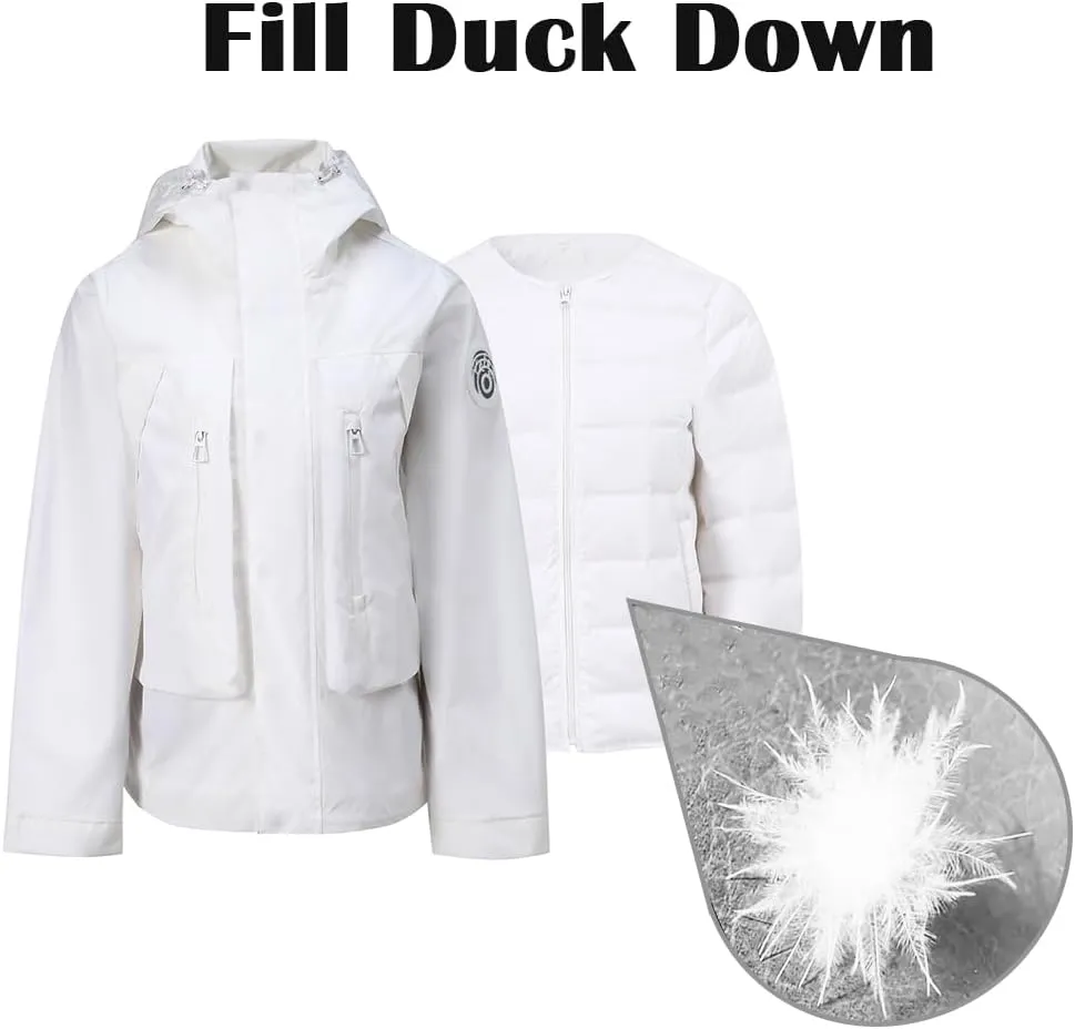 Outdoor Hiking 3 in 1 Women Spring Travel Snowboard Jacket Waterproof Rain Insulated,Lightweight Down Puffer Coat