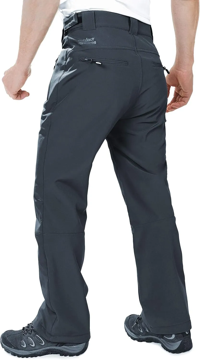 Outdoor Ventures Men's Lite Waterproof Windproof Fleece Lined Warm Hiking Ski Snow Pants Expandable-Waist