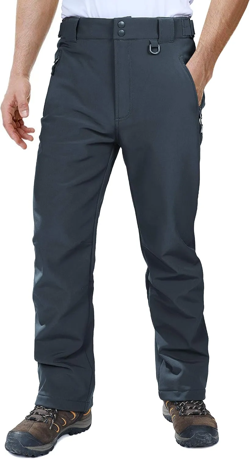 Outdoor Ventures Men's Lite Waterproof Windproof Fleece Lined Warm Hiking Ski Snow Pants Expandable-Waist