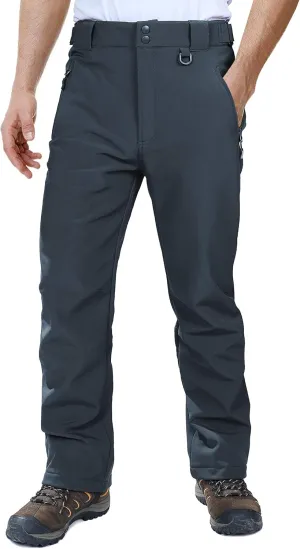Outdoor Ventures Men's Lite Waterproof Windproof Fleece Lined Warm Hiking Ski Snow Pants Expandable-Waist