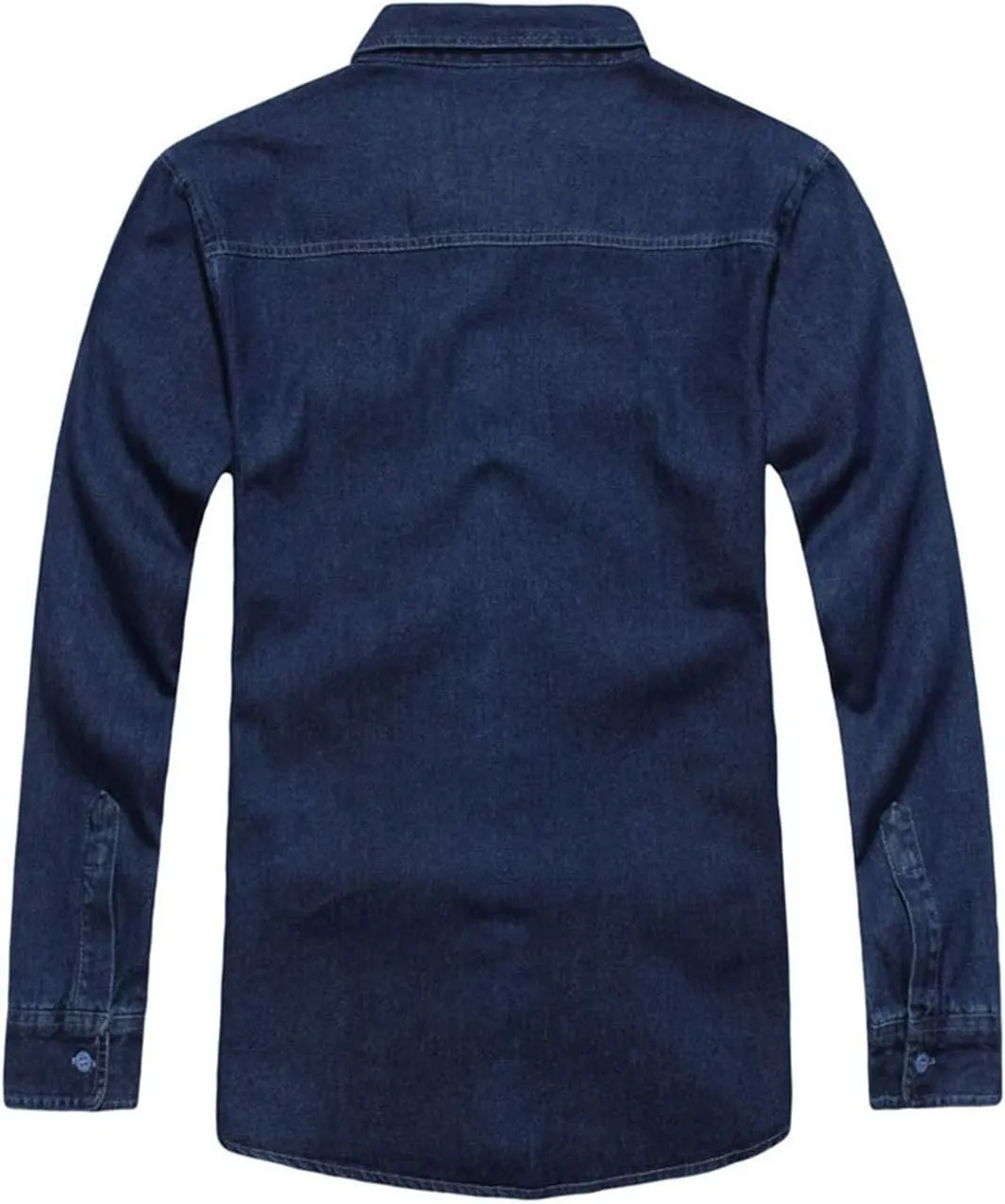 PAODIKUAI Men's Regular fit Long Sleeve Denim Shirt Comfort Work Shirt with Pocket