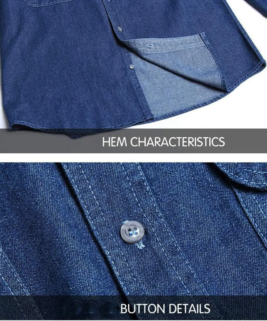 PAODIKUAI Men's Regular fit Long Sleeve Denim Shirt Comfort Work Shirt with Pocket