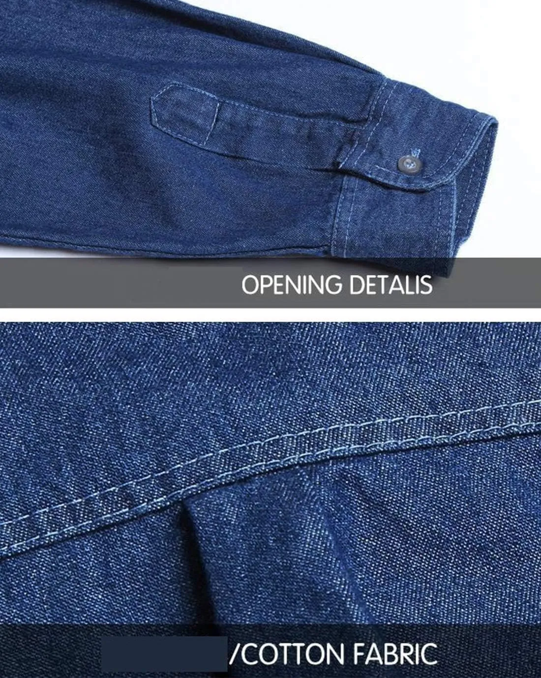 PAODIKUAI Men's Regular fit Long Sleeve Denim Shirt Comfort Work Shirt with Pocket