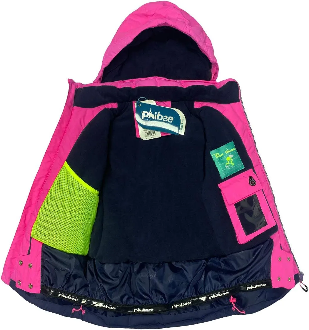 PHIBEE Girls' Sportswear Waterproof Windproof Snowboard Ski Jacket