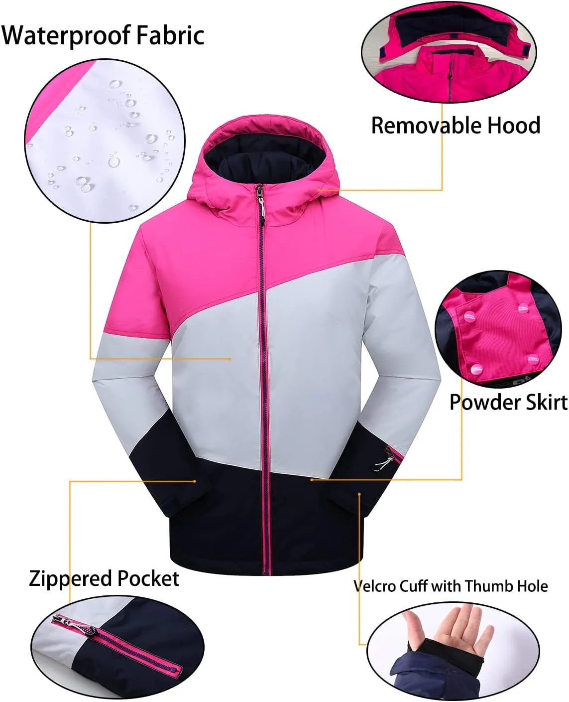PHIBEE Girls' Sportswear Waterproof Windproof Snowboard Ski Jacket