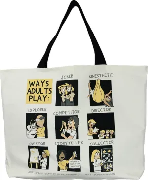 Play is for Everyone - Oversized 100% Cotton Canvas Tote Bag, Direct from Artist,