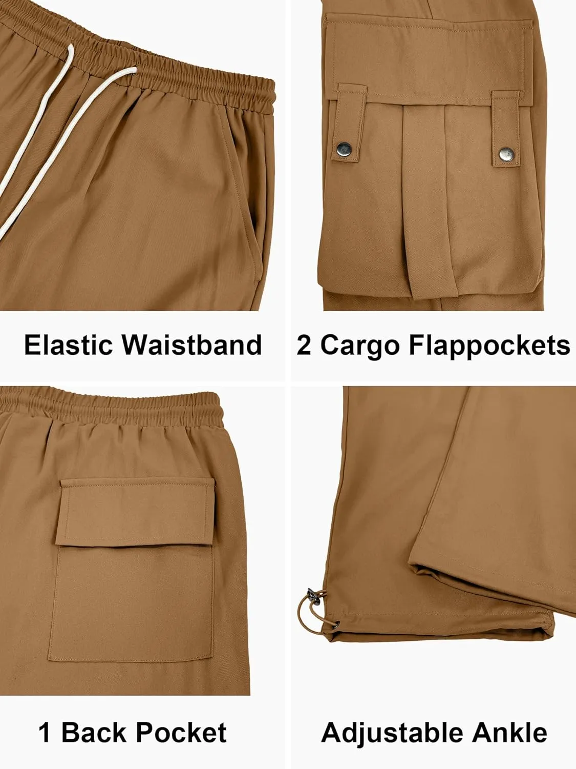 PLEPAN Men's Cargo Pants Drawstring Elastic Waist Casual Baggy Pants Streetwear Trousers Sweatpants for Men
