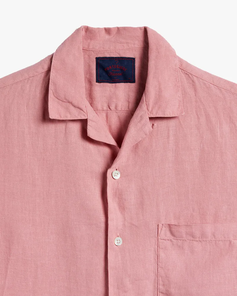Portuguese Flannel Linen Camp Collar Shirt - Rose