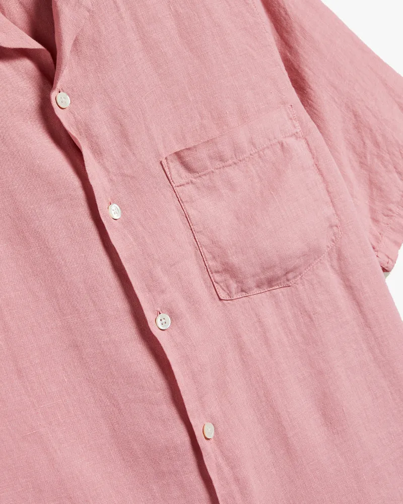 Portuguese Flannel Linen Camp Collar Shirt - Rose