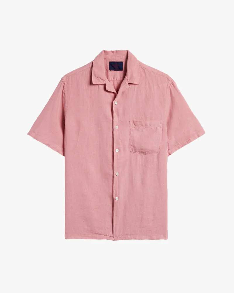 Portuguese Flannel Linen Camp Collar Shirt - Rose