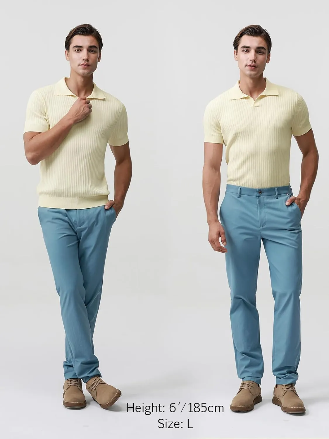 Pure BCI Cotton Short Sleeve Polo Shirts for Men Johnny Collar Sweater High Twist Ribbed Knit Buttonless Top