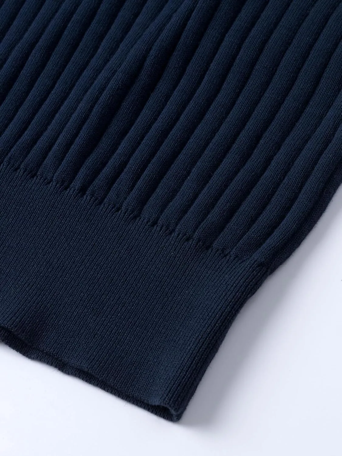 Pure BCI Cotton Short Sleeve Polo Shirts for Men Johnny Collar Sweater High Twist Ribbed Knit Buttonless Top