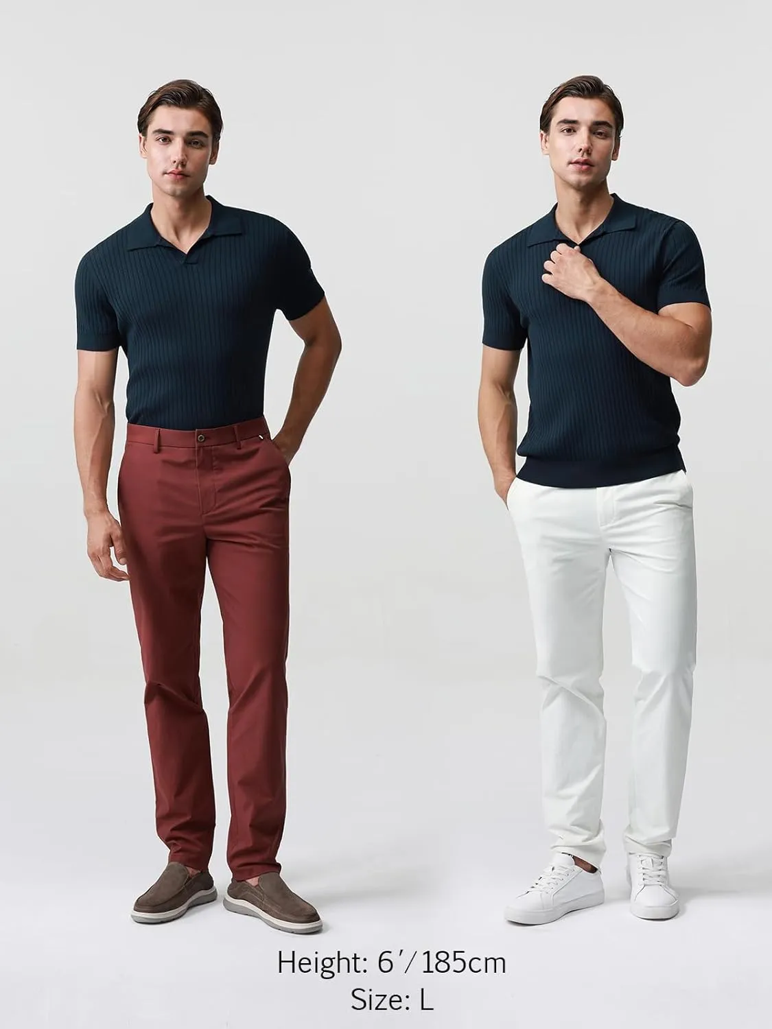 Pure BCI Cotton Short Sleeve Polo Shirts for Men Johnny Collar Sweater High Twist Ribbed Knit Buttonless Top