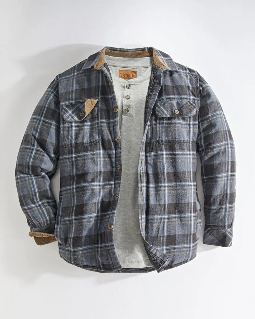 Quilt Lined Brushed Flannel Shirt Jacket