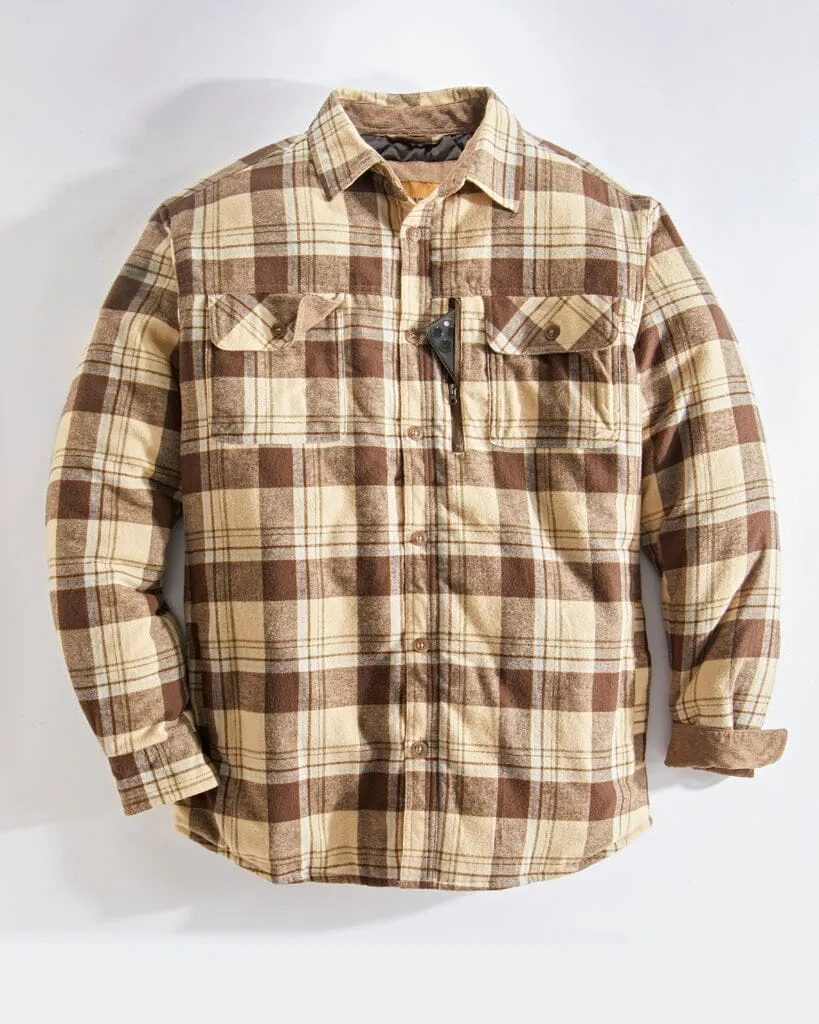 Quilt Lined Brushed Flannel Shirt Jacket