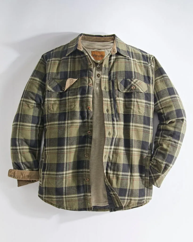 Quilt Lined Brushed Flannel Shirt Jacket