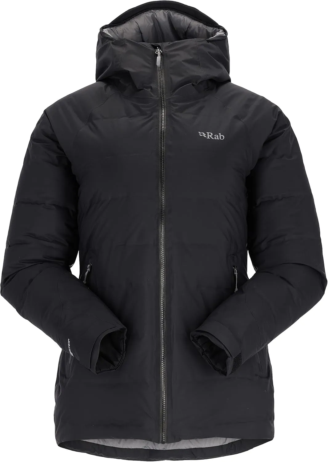 Rab Women's Valiance Down Jacket Waterproof Windproof Insulator for Climbing, Mountaineering, and Casual - Black - Medium